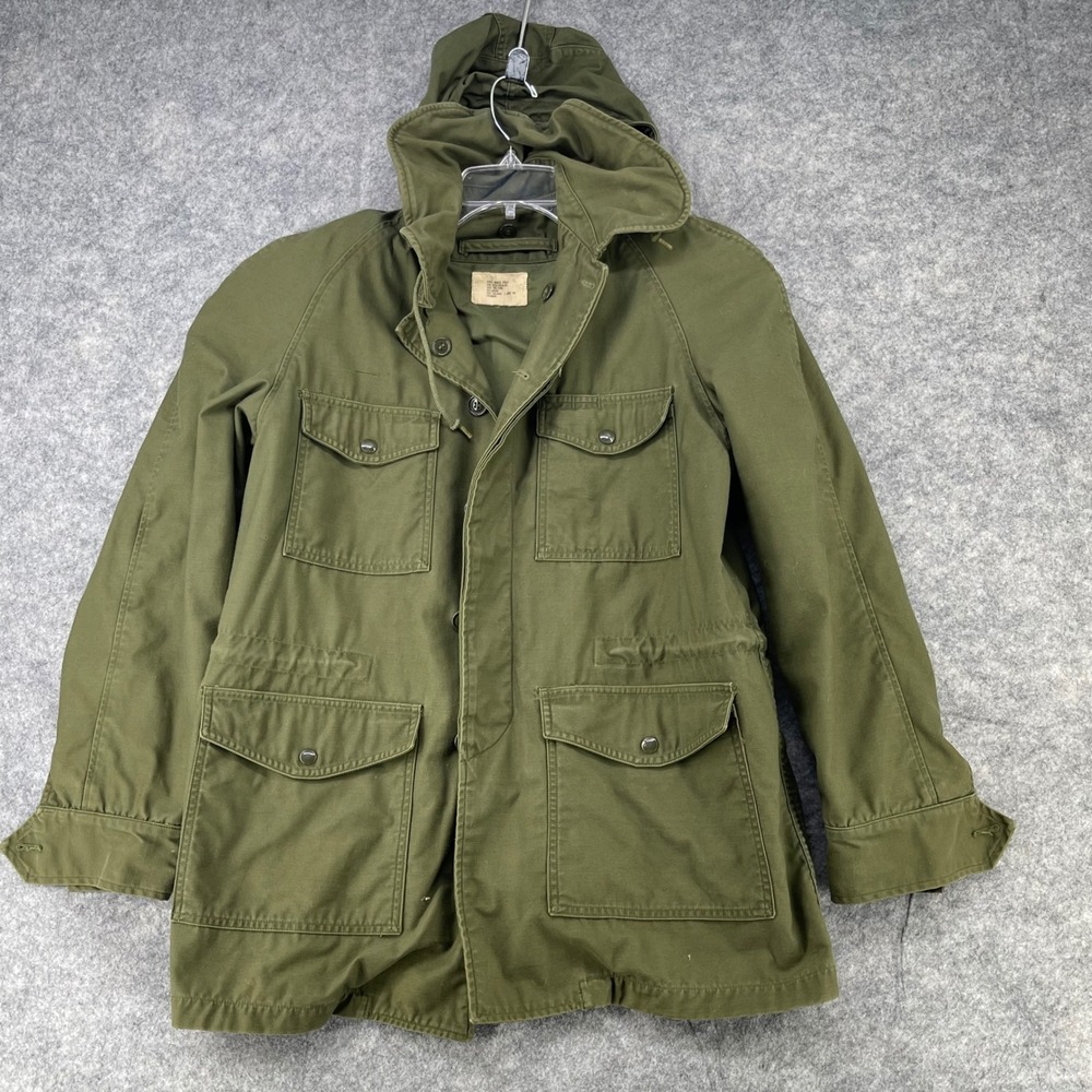 VTG Army 1960s M65 Field Coat Men Small Green Vietnam ERA Hooded Conmar Jacket